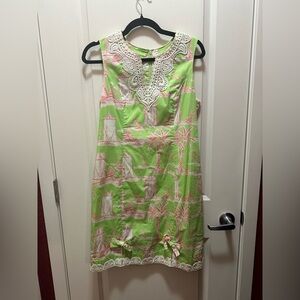 Lilly Pulitzer Green & Pink Printed Sleeveless Dress 6